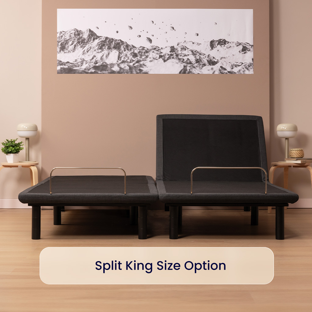 Split king size allows each side of the bed to be adjusted separately
