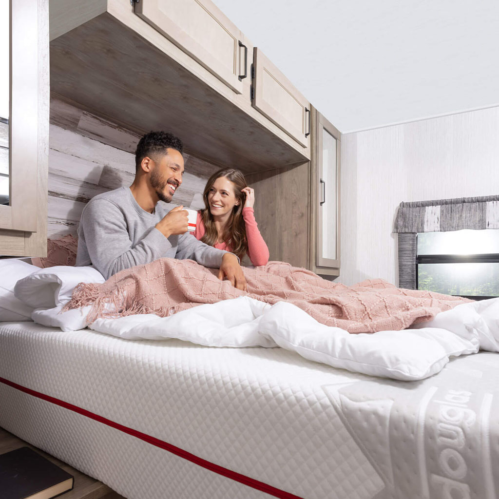 Couple enjoying time on a Douglas RV mattress