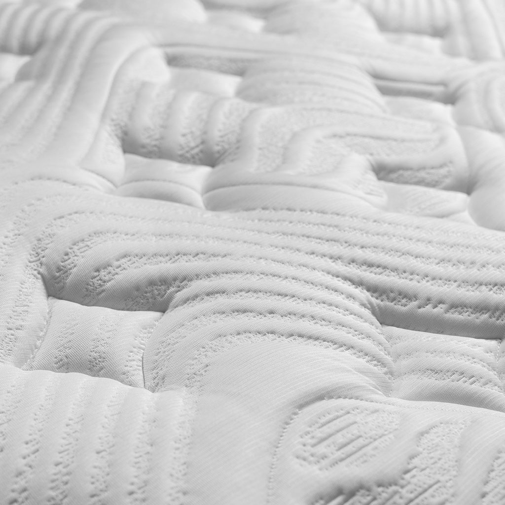 Closeup the mattress's plush quilted Euro-top
