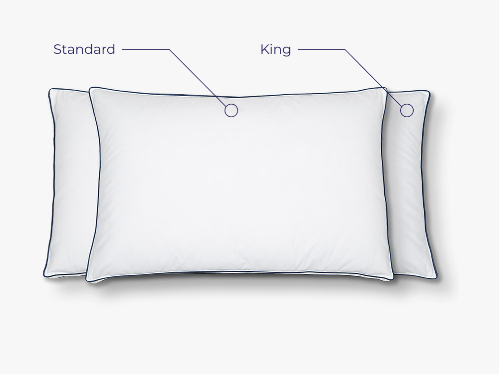 Top view showing the two available sizes of Adjustable Memory Foam Pillow: Standard and King