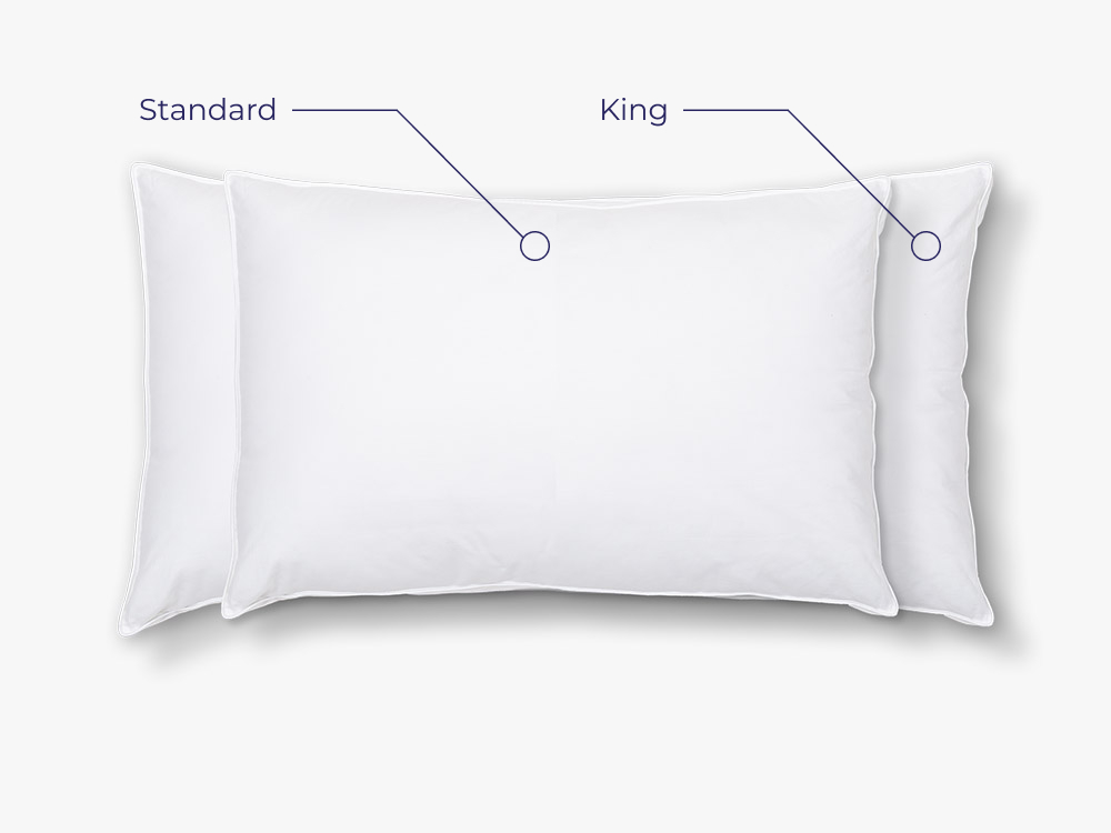 Top view showing the two available sizes of Microfiber Pillow: Standard and King
