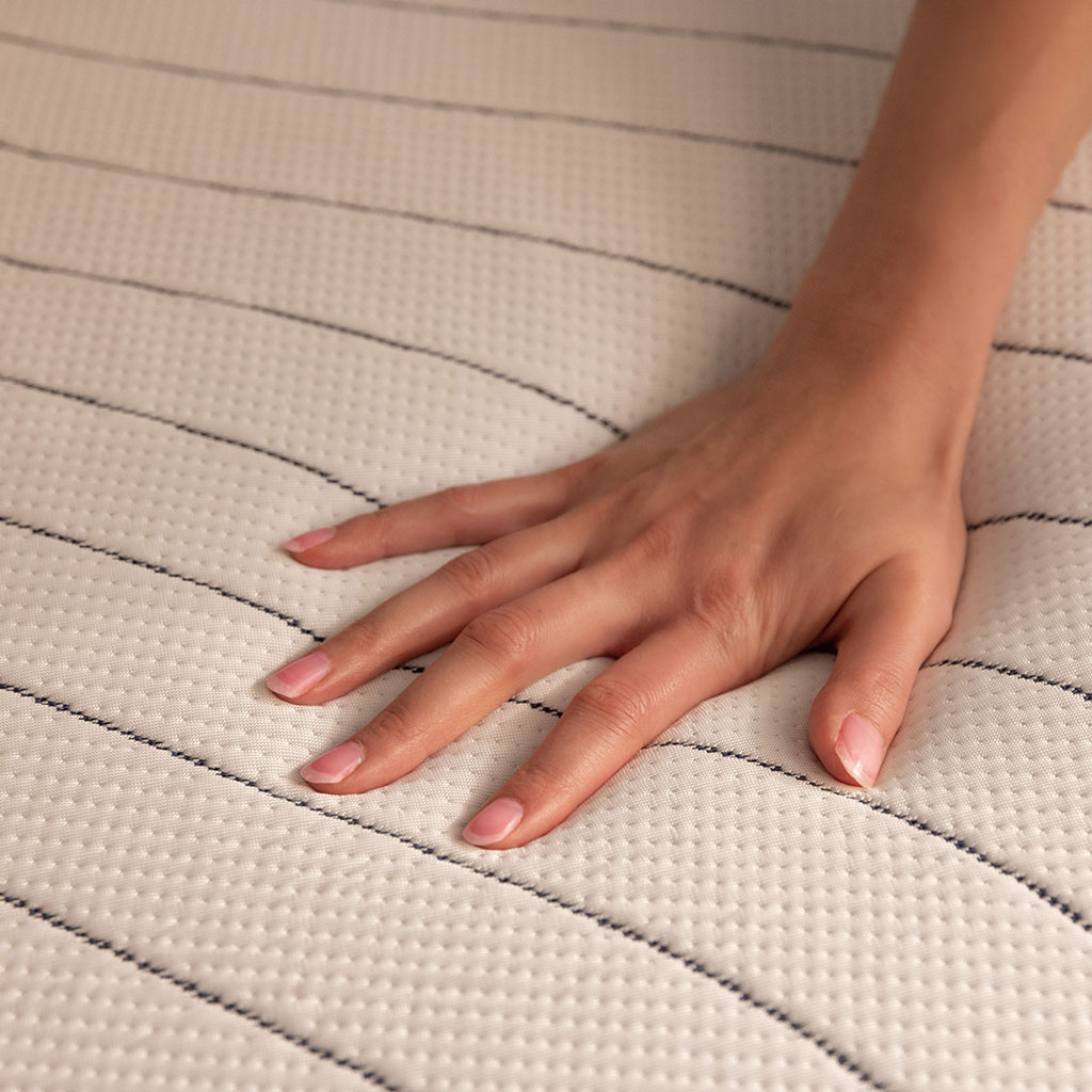 Closeup of the softness and texture of an Octave mattress