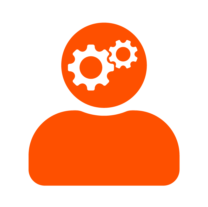 Person with gears in head icon