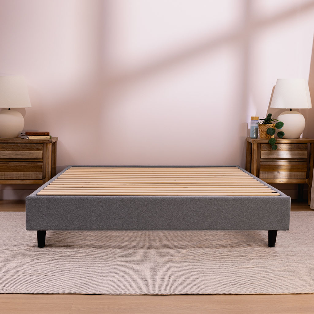 Front view of the platform bed without mattress