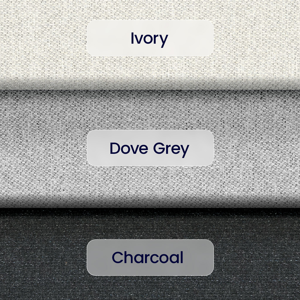 3 colour options for the upholstered bed frame