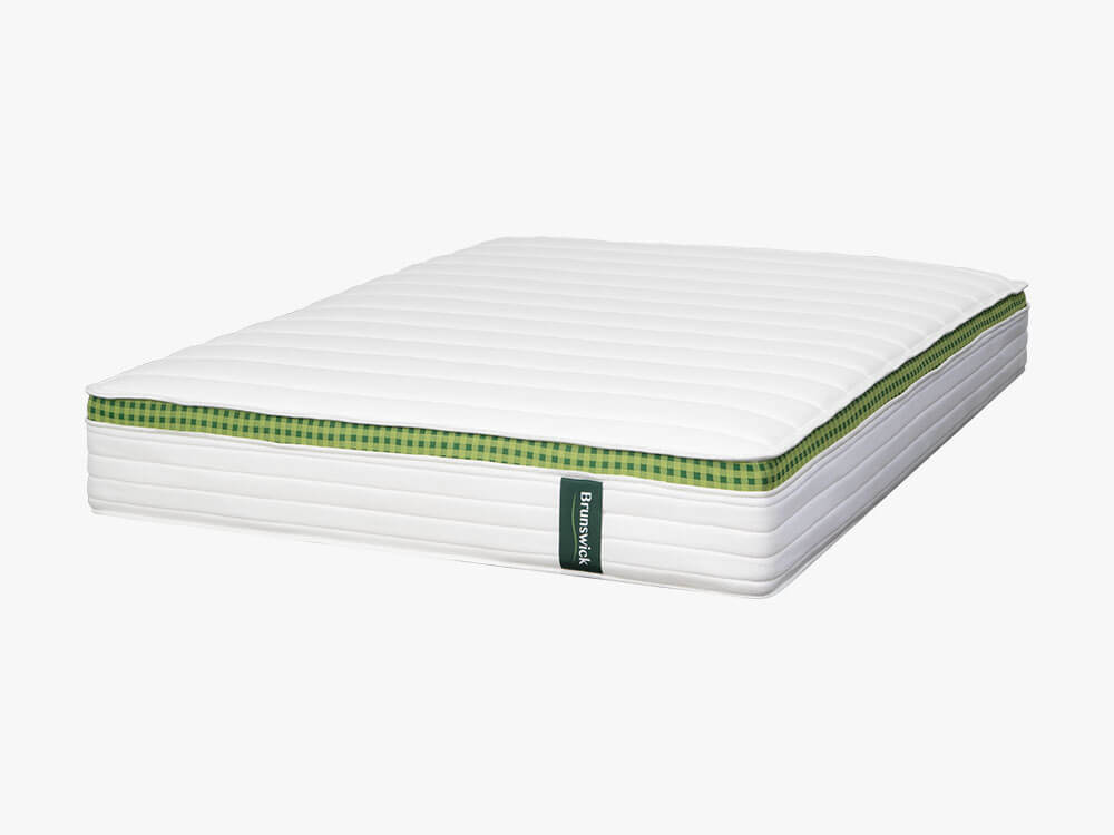 Brunswick Mattress (Corner) | GoodMorning.com Brunswick classic spring mattress as seen from the front right corner