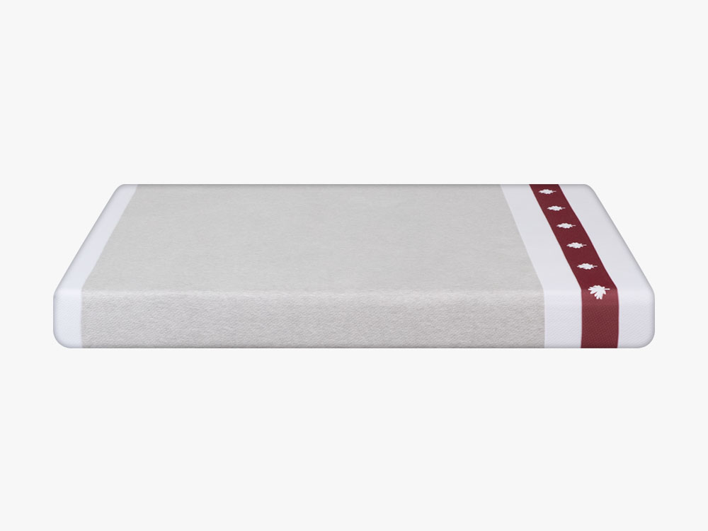 juno-3 Sideview of the Juno mattress as shot from above against a white background.