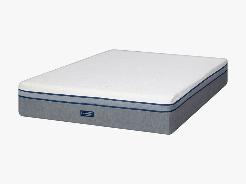 Novosbed premium memory foam mattress with Comfort+ kit as seen from the front right corner